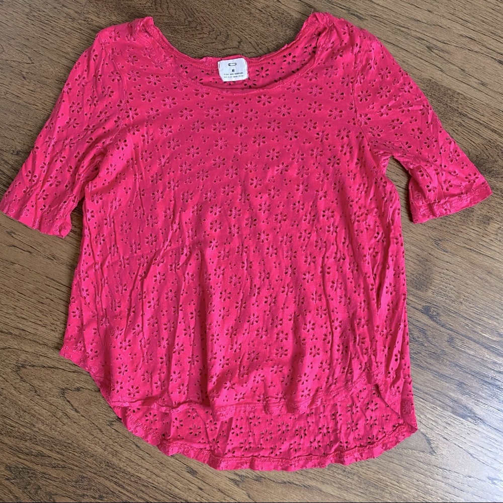 3/$25 Pins and Needles by Urban Outfitters Pink Eyelet Top